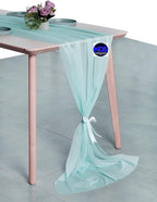 MDS 2 Pack 14ft Chiffon Table Runner 29 x 170 Inches Sheer Wedding Runner Romantic Rustic Table Runner for Wedding Decorations, Birthday Parties, Bridal Shower Party Arch Decor - Teal