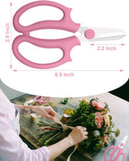 Pink Flower Scissors, Thickened Stainless Steel Floral Pruning Snips – Sharp Garden Clippers for Fresh Flowers, Flower Arrangement Supplies, DIY Floral Cutting Scissor (1 PCS Pink)