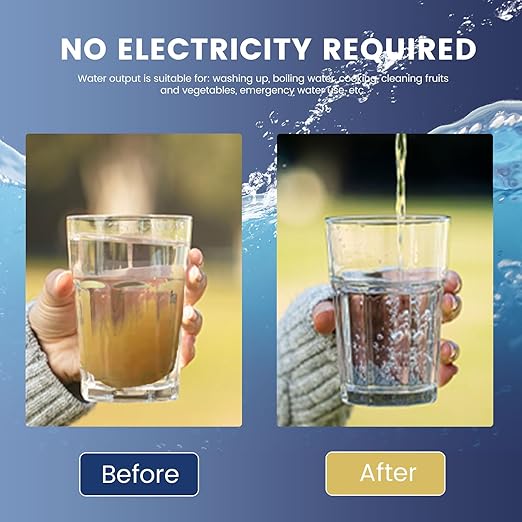 Pro Emergency Water Purification System for Survival,Portable Hand Pump Camping Water Filter,Emergency Portable Filtration for Hiking, Camping,3-Stage Water Filtration System for Family