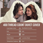 Pizuna Pure 100% Cotton King Duvet Cover Set, Luxurious 400 Thread Count Long Staple Cotton Sateen Weave with Button Closure (Combed Off White Cotton Duvet Cover King)