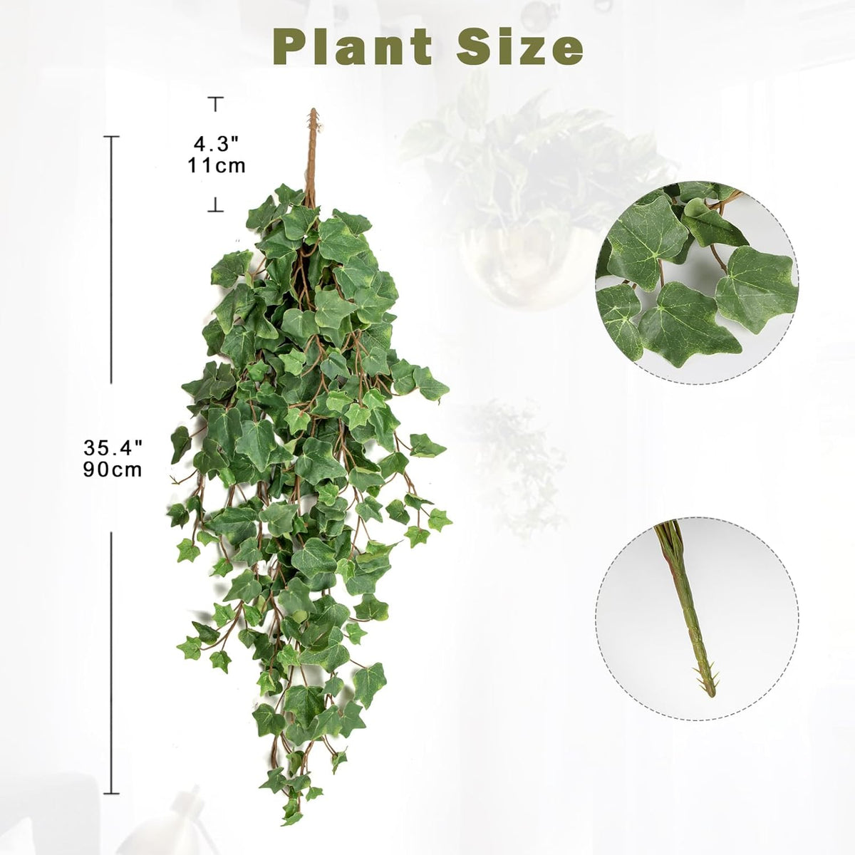 Hollyone 2pcs Artificial Hanging Plants 35.4" Fake Ivy Vine Faux Ivy Leaves Fire and UV Resistant Hanging Plant Wall Greenery for House Room Patio Indoor Outdoor Home Shelf Office Wedding Decor