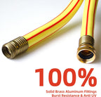 Solution4Patio Yellow Garden Hose 3/4 in. x 50 ft. -Heavy Duty Durable Flexible Lightweight Water Pipe-Brass Aluminum Ends for Household & Commercial Use -Kink Free, No Leaking, Male/Female Fittings
