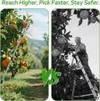 13.8 FT Fruit Picker Tool with Stainless Steel Pole & Soft Basket – Adjustable Tree Fruit Harvester for Apple, Mango, Avocado, Orange, Pear, Lemon & More – Lightweight & Rust-Resistant