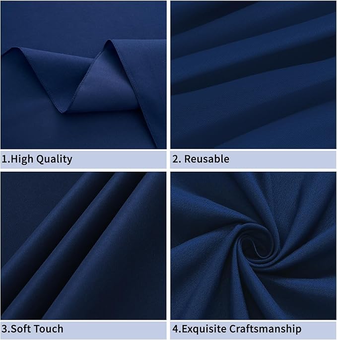 Navy Blue 6 Pack Polyester Table Cloth 60 x 102 Inch, Rectangle Tablecloths for 6 Foot Tables Washable Table Cloth for Party Wedding
