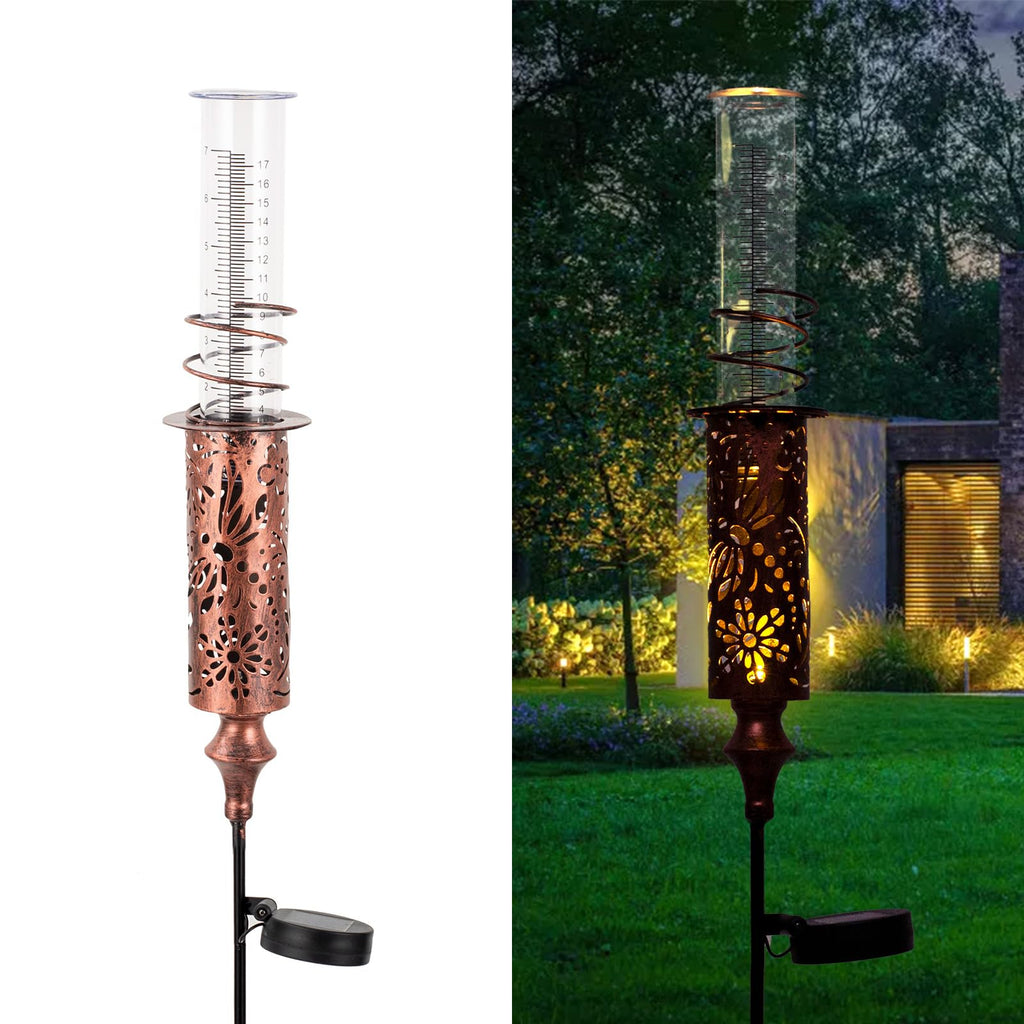 VEWOGIFT Rain Gauge Outdoor, Solar Water Gauge for Rain