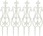 Sungmor Decorative Cast Iron Flower Bed Fence, 28" Tall Vintage Garden Edging Border, 4 Pack Heavy Duty Landscape Picket Fence Panels, Outdoor Plant Support Garden Stake, Victorian Yard Lawn Decor