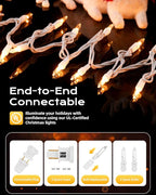 Brightown Clear Christmas String Lights, 200-Count 51.5ft Incandescent Bulb Mini Lights for Indoor Holiday Decor, Christmas Tree Garland Wedding Party Multi-Use Festival Decoration, White Wire