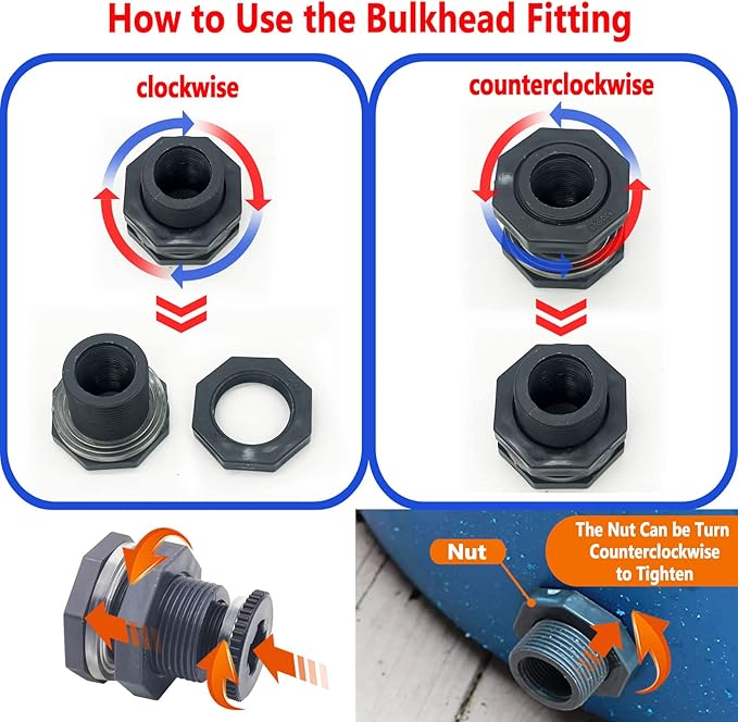 Rain Barrel Spigot PVC Faucet Kit with Bulkhead Fitting, Ball Valve, Garden Hose Barb Adapter, Pipe Clamps, Thread Seal Tape (for 25mm ID Hose)