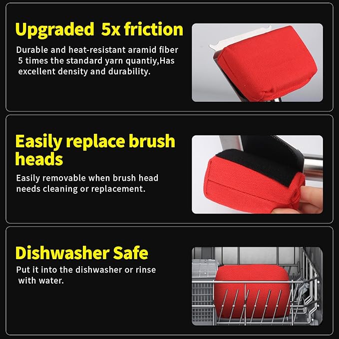 Grill Brush Bristle Free,(Only Replaceable Cleaning Head No Grill Brush)-Red