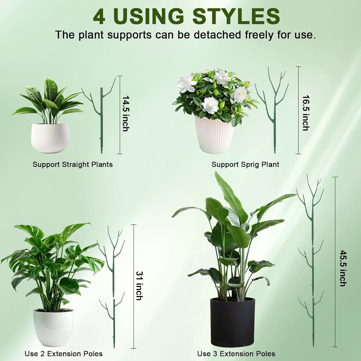 5 Pack Stackable Plant Support Stakes, Climbing Plant Support Structures for Monstera, Pothos, Philodendron Garden Plant Stakes for Indoor Outdoor Plants