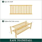 Smiry Bamboo Shoe Rack for Closet, 2 Tier Wooden Stackable Shoe Organizer, Free Standing Shoes Storage Shelf for Entryway, Front Door Entrance, Natural