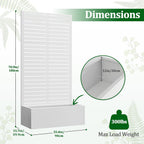 Metal Raised Garden Bed with Trellis, 2 in 1 Trellis with Planter Box & Privacy Screen for Climbing Plants, Vine, Outdoor Standing Flower Beds with Drainage Holes, 35.4"L x 15.7"W x 70.9"H, White