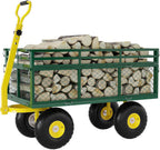 Metal Wagon - 1400lbs Garden Cart with 10" Multi-Terrain Tires, 4 Removable Mesh Sides & 180° Swivel Handle, Yard Wagon Cart for Lawn, Yard, Patio Gardening