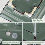 Ceramic Bonsai Pots with Drainage Hole Set of 2, Green Glazed Bonsai Planters for Indoor/Outdoor Use, Rectangular Shallow Bonzai Tree Pot for Succulent, Orchids, Cacti, Home, Patio, Garden, 6.3"x4.9"
