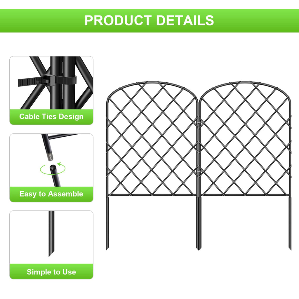 OUSHENG 10 Pack Decorative Garden Fence, Total 10ft(L) x 24in(H)