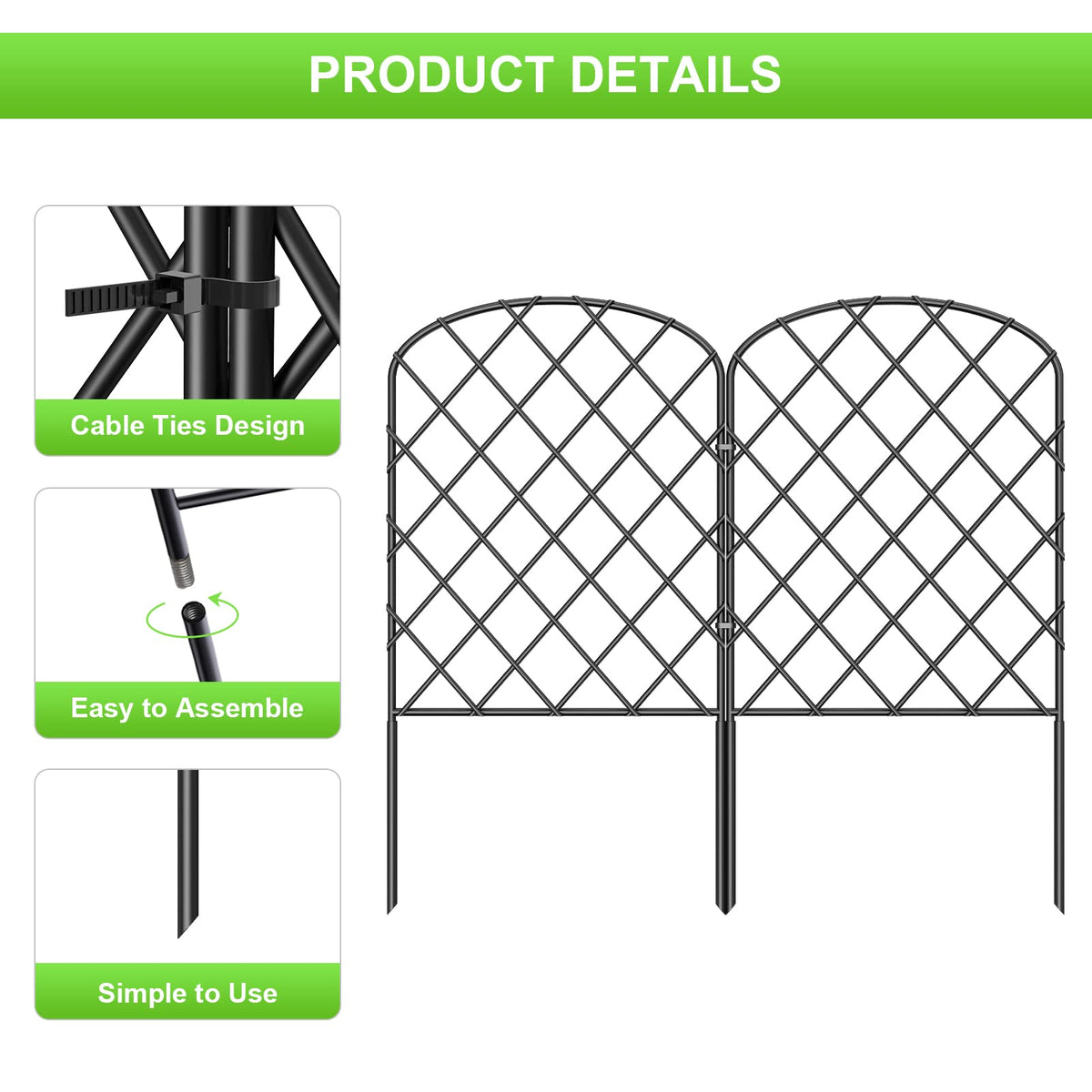 OUSHENG 10 Pack Decorative Garden Fence, Total 10ft(L) x 24in(H)