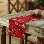 Christmas Snowflakes Cotton Linen Table Runner for Dining Kitchen, Red Xmas Winter Snow Wedding Outdoor Party Tablerunners Decoration, New Year Dresser Scarf Coffee Tablecloth Runners 13x60 Inches