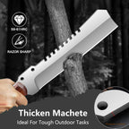 Machete w Sheath for Yard Work, 15'' Full Tang Camping Machete for Cutting Trees Heavy Duty, Survival Machetes, 0.22’’ Thick 5CR15MOV Stainless Steel Blade Spine & Wood Handle, Clearing Brush and Gardening