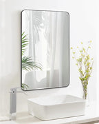 Black Bathroom Mirror,20 x 30 Inch Rectangle Wall Mirror with Wood Frame,Vanity Modern Tempered Glass Mirror for Bedroom,Entryway,Living Room