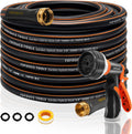 Heavy Duty Garden Hose – 5/8 Inch Flexible, Lightweight Hybrid Hose with 600 PSI Burst Pressure, Swivel Handle, and Durable Copper Male/Female Fittings (Black with hose sprayer, 75FT)