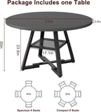 51'' Round Dining Table for 6,Kitchen Dining Room Circle Dinner Pedestal Table,Space Saving Wood Kitchen & Dining Room Furniture (Black, 51In)