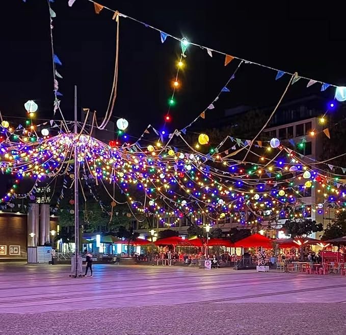 KAQ 115FT 300LED Multi-Colored String Lights Indoor/Outdoor Waterproof with 8 ModesTwinkle Plug in Warm White Lights for Outside Garden Bedroom Christmas Tree Decorations (Multicolor)
