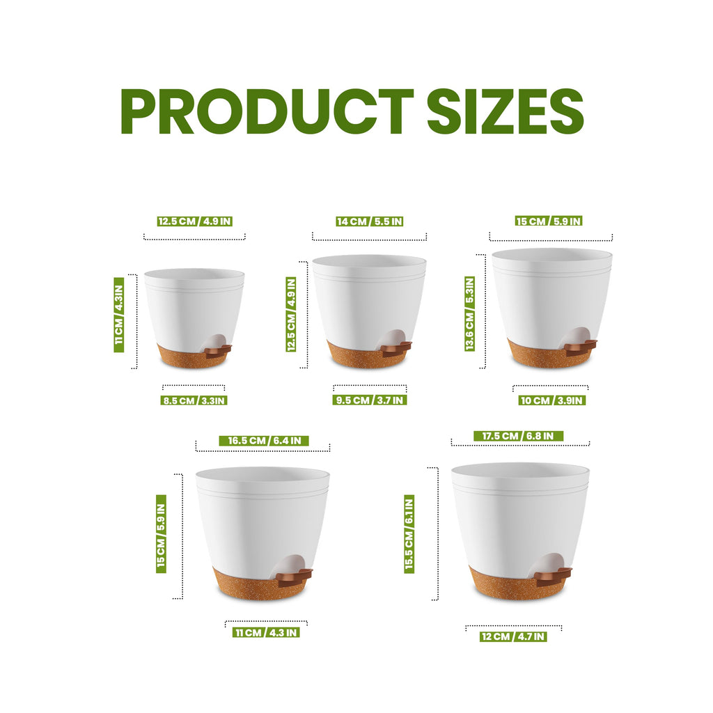 Utopia Home Self Watering Pots for Indoor Plants 6.8"/6.4"/5.9"/5.5"/4.9", Planters for Indoor Plants, Multi-Size Flowerpot, Set of 10 Plant Pots with Drainage & Reservoir (White)