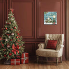 Christmas Tree Wall Art Decor Romantic Winter Snow Home Canvas Prints Poster Xmas Tree Painting Merry Christmas Sign for Home Garden Living Room Bedroom Bathroom Holiday Decoration Gifts 12x12inch