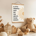ZTGDA Positive Affirmations Wall Decor– Mental Health Wall Art with Wood Frame,Motivational Hanging Poster for Therapy Room, Counseling Office or Classroom Decor 12x16inch (Progress)