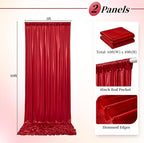 10ftx10ft Red Sequin Backdrop Curtain for Parties, Wrinkle Free Thick Glitter Sparkle Photo Backdrop Drapes 2 Panels 5x10FT Shimmer Back Drop Cloth for Wedding Birthday Photography Background