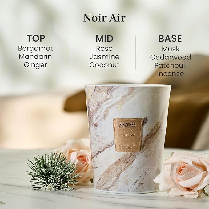 M&SENSE NoirAir Scented Candles for Home, 3-Wick Highly Scented Jar Candles, Extra Large Candle 35 Oz 150 Hours Long Lasting Burning, Relaxing Aromatherapy Candle for Stress Relief, Meditation