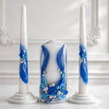 Unity Candle Set - Wedding Ceremony & Reception – 6” Pillar & Two 10” Taper Candles – Long Burning Unity Candles for Marriage Ritual – Handmade in USA - Royal | Blue