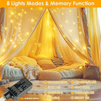 2Pack Each 66Ft 200 LED Fairy Lights Plug in, Waterproof String Lights Outdoor & Indoor, LED String Lights 8 Modes with Timer, Twinkle Light for Girl's Room Garden Christmas Decorations (Warm White)