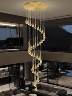 H197 Foyer Chandeliers for high Ceiling Luxury Hanging Lights High Ceiling Pendant Lighting for Living Room Staircase Dimmable 2700K-6000K
