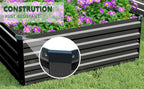 MGNO 2pcs 10x3x1FT Galvanized Raised Garden Bed-Outdoor Planter Box for Vegetables-Metal Garden Bed,Rectangle Planting Box for Herb,Flower,Black