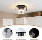 MAYNA Modern Black Semi Flush Mount Ceiling Light Fixture, 3-Light Hallway Light Fixtures Ceiling Mount, Dimmable Kitchen Lighting Fixtures Ceiling Lights for Bedroom Bathroom Dining Room Entryway