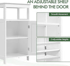 Yaheetech Single Door Floor Cabinet, Bathroom Free Standing Storage Organizer with Adjustable Shelf, Narrow Side Cabinet for Living Room, White