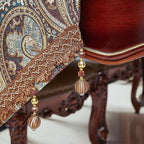 Luxury Vintage Design Table Runners 72 inches Long Embroidery Jacquard Fabric with Multi-Tassels Table Runners for Dining Room Dresser Wedding Holiday Party Fireplace Decorations (Coffee, 12X72inch)