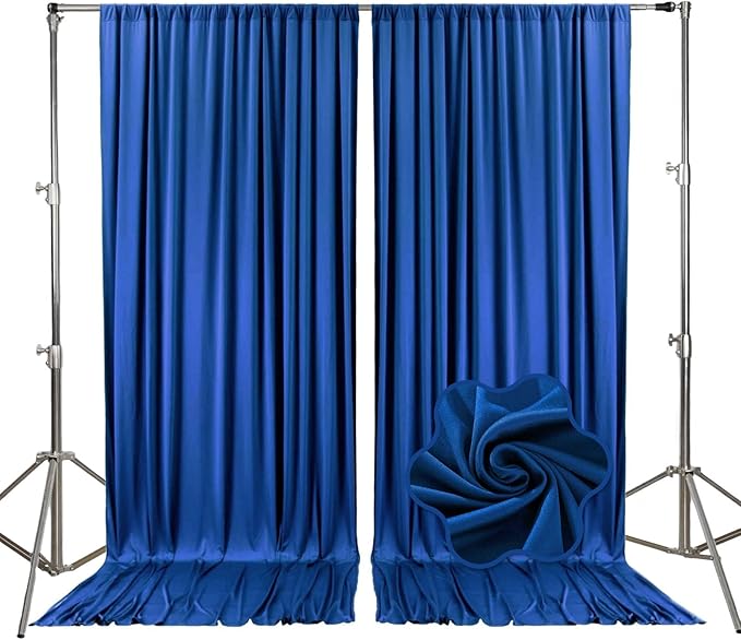 10ft x 10ft Royal Blue Backdrop Curtains for Parties, Fabric Satin Background Curtain with Rod Pockets for Weddings, Birthday, Baby Shower, Photography, Graduation Party Backdrop Drapes, 2 Panels