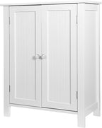 ZENY Bathroom Floor Storage Cabinet with Double Door + Adjustable Shelf, Wooden Organizer Cabinet for Living Room, Bathroom, Bedroom, Modern Home Furniture (White)
