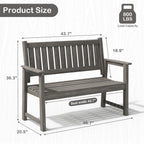 ACUEL All Weather Poly Lumber Outdoor Garden Bench, 2-Person, Light Gray