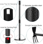 Hoe and Cultivator Gardening Hand Tools, Heavy Duty Stainless Steel Garden Hoe and 3 Fork Hand Tiller for Gardening Weeding Planting with Adjustable Handle 30-45 inch