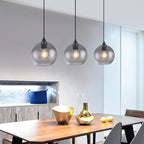 Gray Glass Pendant Lights Kitchen Island Lighting Globe Pendant Light Fixtures Modern Pendant Lighting for Kitchen Island Bedroom Living Dining Room Light Fixture-9.8in,2Pack