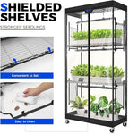 Barrina LP750 Indoor Greenhouse with Grow Light, 105W TX-S35 Full Spectrum Grow Lights, 2FT, 5000K, 4-Tier Plant Shelf with Tent, Timer & Thermometer for Seed Trays, Growth, 29.5 x 13.8 x 59.1IN
