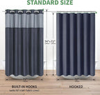 Navy No Hook Shower Curtain with Snap-in Fabric Liner Set,Waffle Weave Shower Curtains for Bathroom,Hotel Luxury Decor Bathroom Curtain Set,Waterproof & Washable,71Wx74H