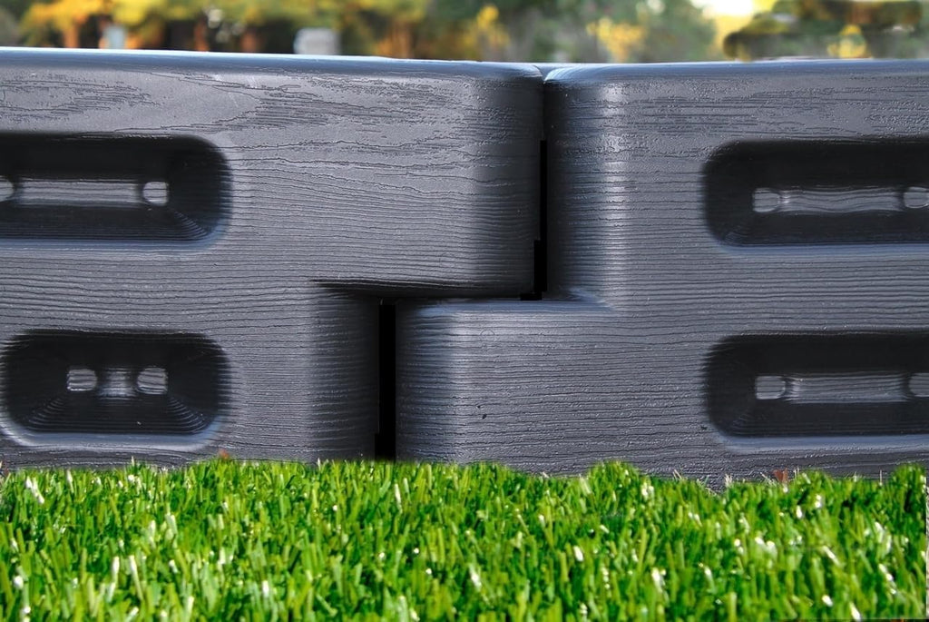 Playsafer Playground Edging Border -12" High Plastic Interlocking Timber for Playgrounds, and Play-Areas - Black - 52" L X 4" W X 12" H (2 Pack)