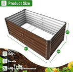 SnugNiture 4x2x2FT Galvanized Raised Garden Bed Kit, Metal Planter Box for Planting Plants Vegetables, Brown