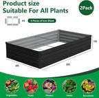 Vengarus 8x4x1FT (2 Pack) Galvanized Raised Garden Bed Kit, Outdoor Metal Planter Box for Vegetables, Rectangular Steel Container, Easy Assembly (Black)