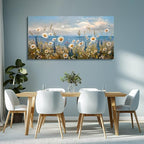 Wapluam Large Canvas Wall Art for Living Room Blue Ocean Wall Decor For Bedroom Bathroom Decoration Natural Seascape Painting Modern Office Wildflowers Artwork Pictures Home Decor Ready To Hang