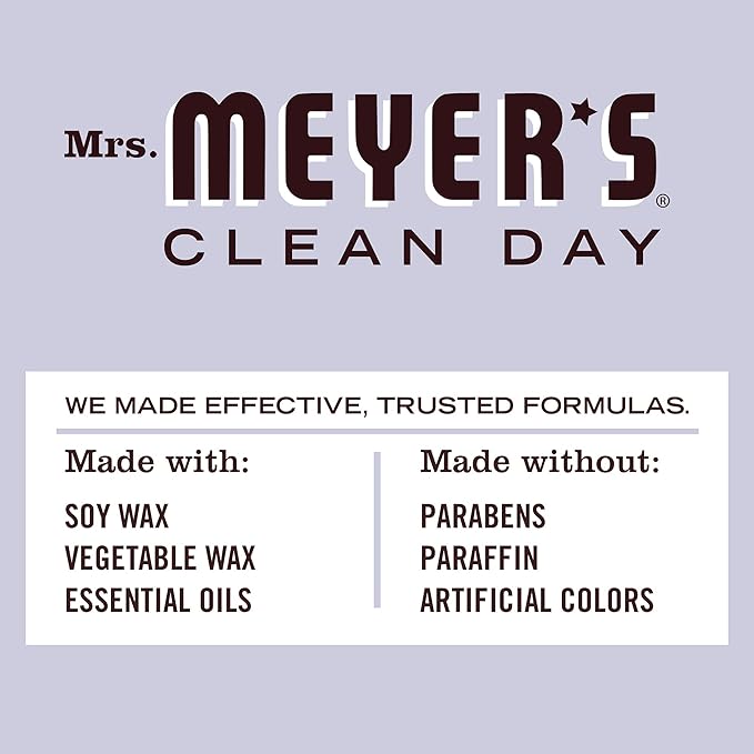MRS. MEYER'S CLEAN DAY Soy Aromatherapy Candle, 25 Hour Burn Time, Made with Soy Wax and Essential Oils, Lavender, 4.9 oz
